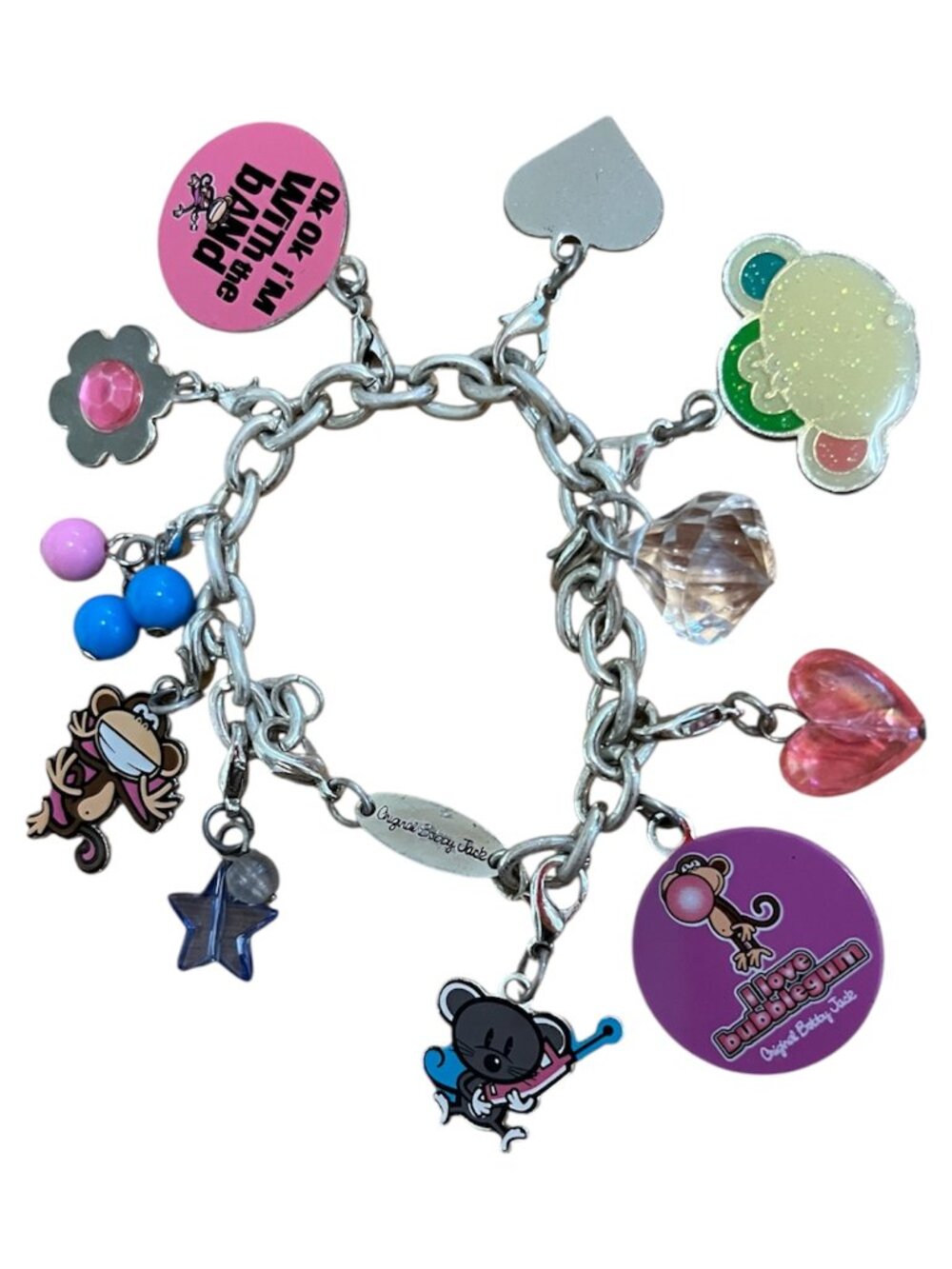 Vintage Y2K Original Bobby Jack Silver Tone Charm Bracelet